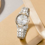 Западный железнодорожный городской чиновник Япония подлинная световая энергия Ripple Telata Терминал Золотая сталь часы Wome Women EM0506-77A