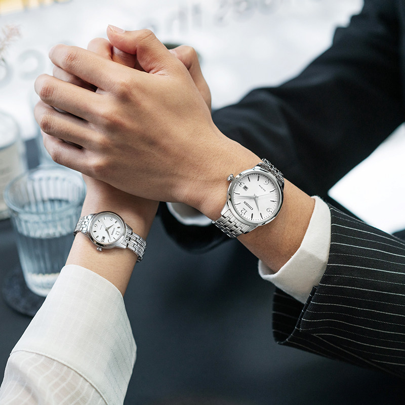 Citizen Official Flagship Store Photodynamic Waterproof Business Fashion Steel Band Men's and Women's Couple Watch Gift Bm7300