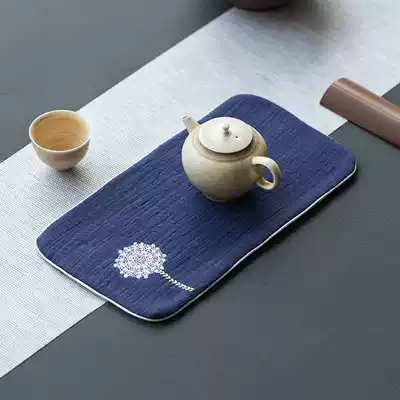 Cotton and linen rectangular absorbent tea pot tea towel Chinese style Zen Kung Fu Tea Tao embroidery tea thickened mat Tablecloth Japanese style