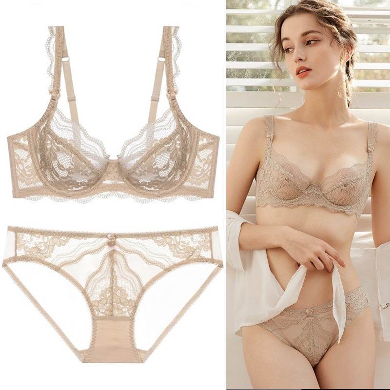 Viduo Sexy Lingerie Set Thin Lace Transparent Breast Support Adjustable Large Bust Minimizing Push-Up Underwear Viduo Sexy Lingerie Set Thin Lace Transparent Breast Support Adjustable Large Bust Minimizing Push-Up Underwear