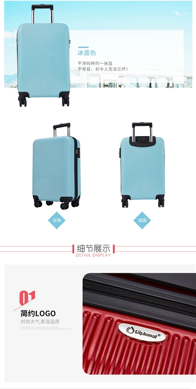 Nhà ngoại giao xe đẩy phổ quát bánh xe hành lý vali vali nam nữ