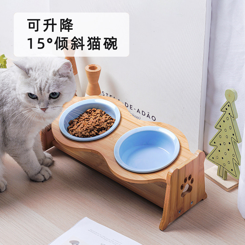 Cat Bowl Ceramic Protection Cervical Spine Prevention of Topple Capacity Capacity Bowl Pet Bowl Dog Bowl Double Bowl