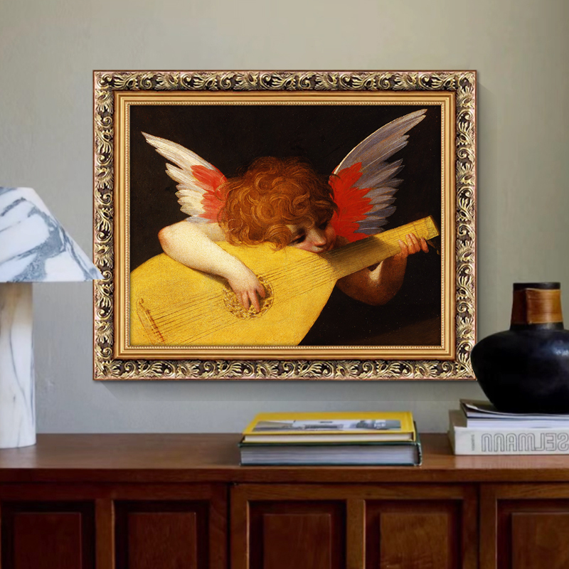Angel Playing the Lute Decorative Painting World Famous Oil Painting Living Room Children's Room Piano Classroom Music Hanging Painting Angel Playing the Lute Decorative Painting World Famous Oil Painting Living Room Children's Room Piano Classroom Music Hanging Painting