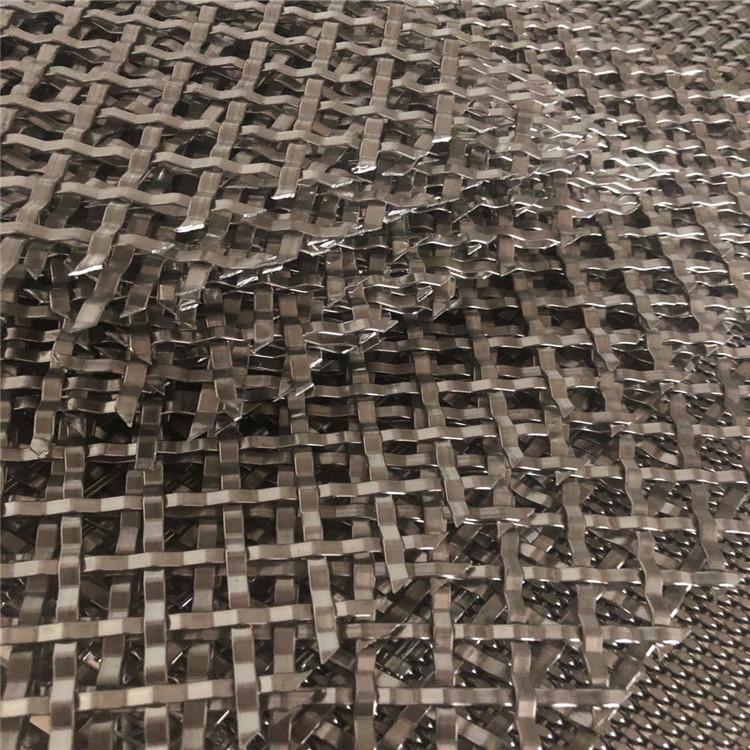Rose gold square stainless steel flat strip woven mesh oblique square metal mesh partition screen flat steel round wire flat wire mesh