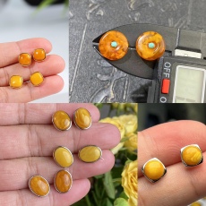 Серьги 欧洲新款天然老蜜蜡饼子耳针s925纯银耳饰复古百搭特色日常女款 Essonne