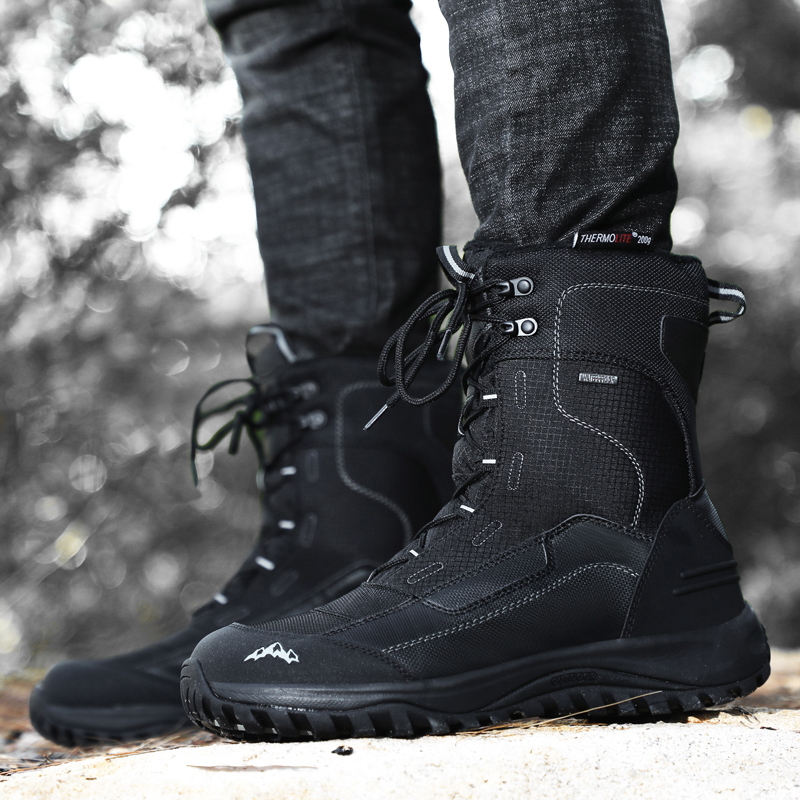 Outdoor snow boots men's winter velvet warm waterproof non-slip ski shoes Snow country travel hiking shoes cold