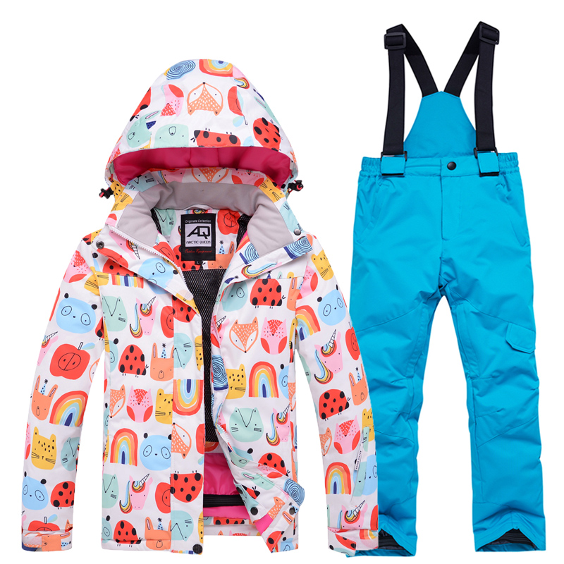 Children's ski suit girls snowboard doubleboard ski suit pants Northeast snow country tourism waterproof warm snow suit