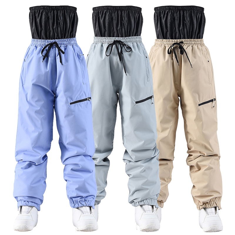 Ski Pants Men And Women's Winter Waterproof Warm Veneers Double Board Ski Pants Loose version OVER SIZE New-Taobao