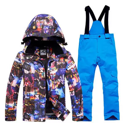 Children's ski clothes, boys and girls, double board ski pants, winter snow town, tourism, warm ski suit