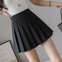 Pleated skirt female a-shaped skirt spring and autumn 2021 New High waist slim black gray skirt suit skirt