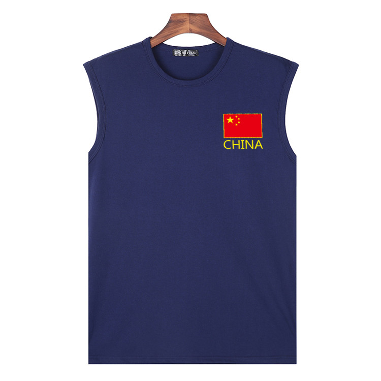 lỏng mùa hè sinh viên tập thể dục vest nam nam vai màu đen ít tay của bên ngoài triều T-shirt mặc