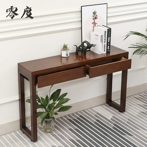 Nordic simple new Chinese style home solid wood porch table long strip side a few for the case table entrance hall against the wall drawer cabinet