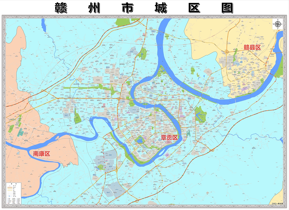 2021 map 94 the city of Ganzhou City, 2021 94 By 130CM Ganzhou Maps Ganzhou District Map of Ganzhou City