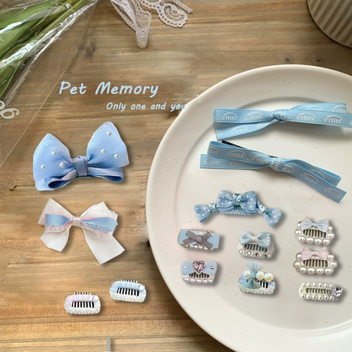 Кличка для домашних животных новая рука -сделан BB Dog Cat Cat Cat, маленький благовония, жемчужина, жемчужная расческа для волос, узел бабочки Malzus dog