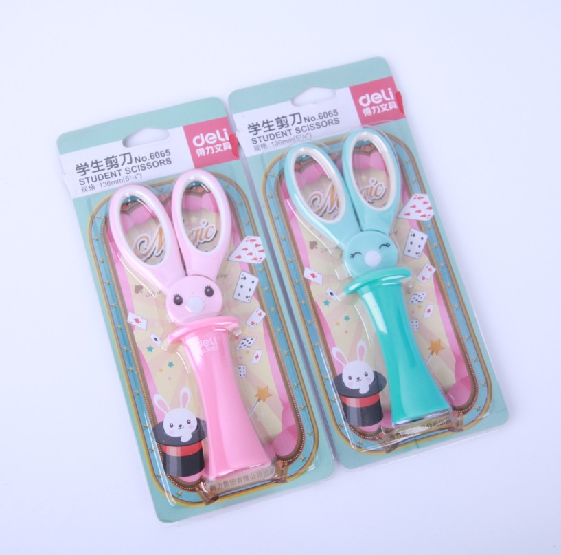 Able 6065 Students Scissors Magic Little Rabbit Safety Jacket Scissors Fashion Cute Children Styling Stationery Clippers