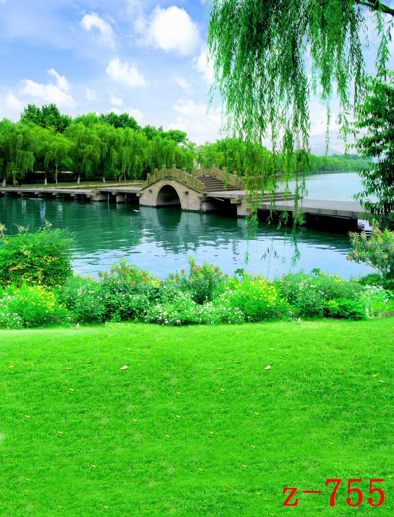 Fast hand shake-up main cast shooting section Subfilm film Background cloth Spring flower and grass Park scenery hanging cloth 3d stereophonic