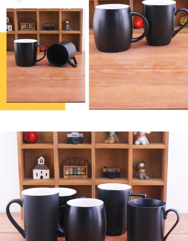 Thời trang đơn giản cổ điển mờ đen cốc gốm tùy chỉnh LOGO cốc sữa cốc ăn sáng cốc cà phê cốc nước cốc bình giữ nhiệt elmich