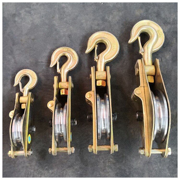 GB heavy lifting pulley Fixed pulley block Hook ring Manual labor-saving wire rope Miniature bearing steel wheel