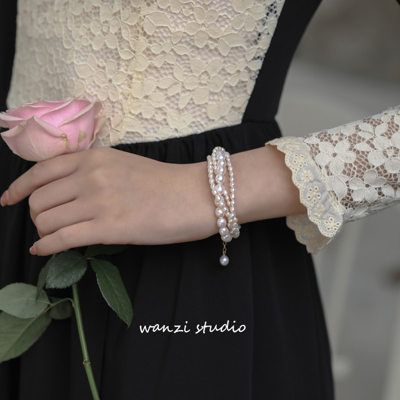 Design French retro unique multi-layer Baroque freshwater pearl hand clad 14K gold wrapping and not fading