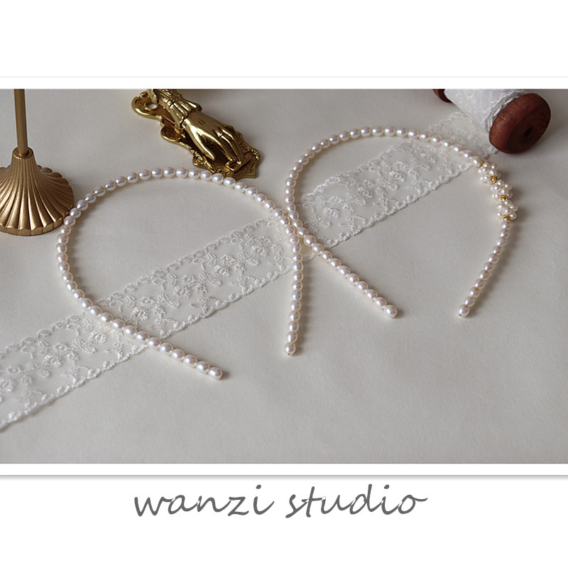 Handmade French strong light natural freshwater pearl hair band French hair band Retro simple and wild temperament hair accessories