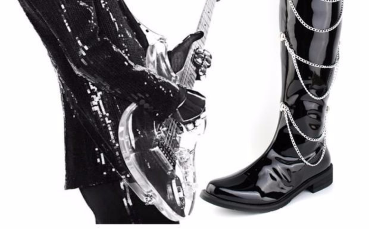 Rock punk cos stage boots 66 cm cực khiêu vũ nam dài khởi động siêu cao ống over the knee boots xe gắn máy khởi động