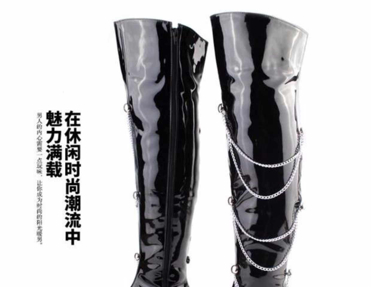 Rock punk cos stage boots 66 cm cực khiêu vũ nam dài khởi động siêu cao ống over the knee boots xe gắn máy khởi động
