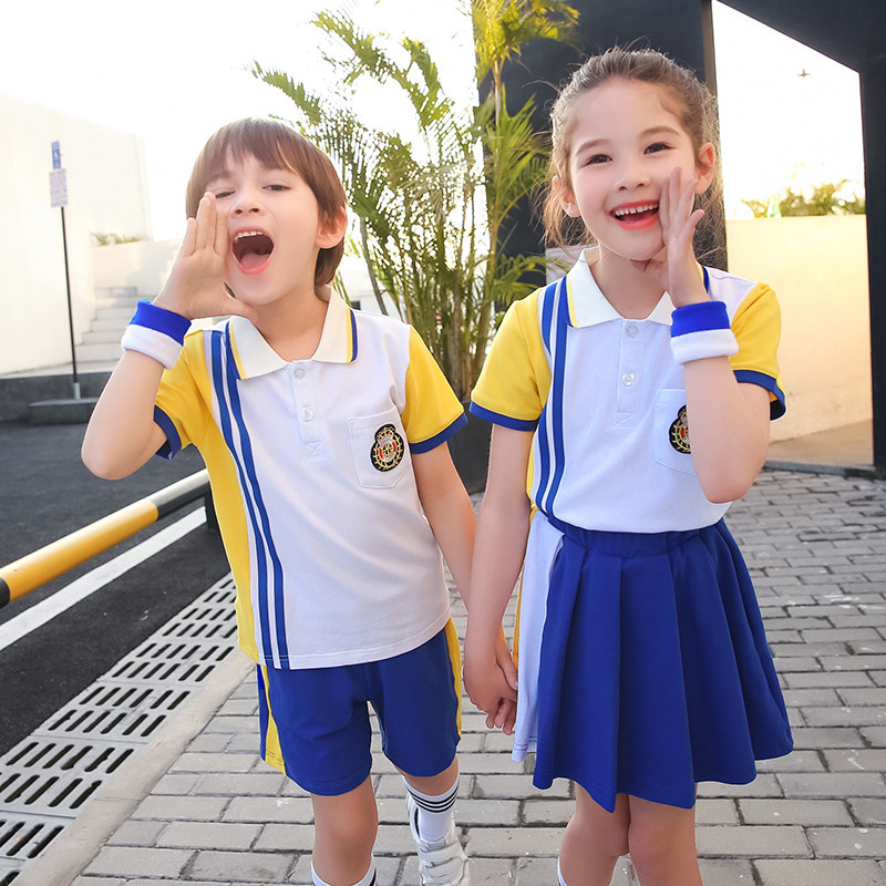 Kindergarten uniforms summer short-sleeved college style children's sports uniforms school uniforms new primary school uniforms suits pure cotton