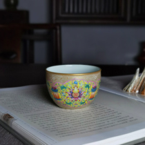 Morning rain and twilight high-end enamel imitation Qianlong Treasure Elephant Qing for Ruyi gold thread wrapped branches Ju Cai cylinder cup