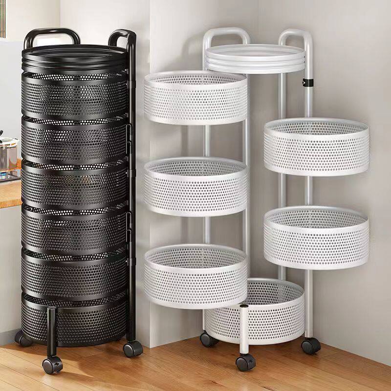 厨房拆卸式旋转置物架落地多层多功能放水果零食蔬菜免安装收纳架