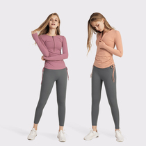 lulu spring and autumn sports suit womens long-sleeved fitness top yoga suit hip-raising no embarrassment line yoga pants two-piece set