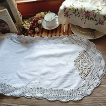 Foreign trade exports to Europe and the United States Pure cotton white hand embroidery handmade fine thread hook pool table flag tea table towel Chest of drawers cover towel