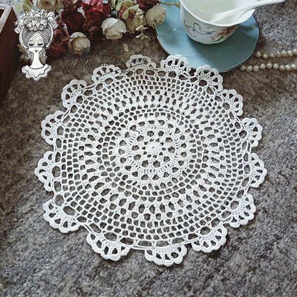 Foreign trade exports to Europe and the United States white cotton handmade fine line crochet 26 cm round special clearance