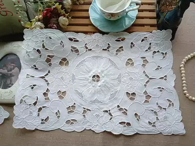 Foreign trade exports to Europe and the United States milky white heavy industry hand embroidered placemat plate mat Vase mat collectibles