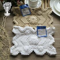 Foreign trade exports to Europe and the United States White natural cotton handmade lace mesh buckle placemat plate with vase pad special offer