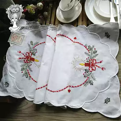 Foreign trade exports to Europe and the United States original single white pure cotton color embroidered tablecloth placemat decorative towel 3 size clearance