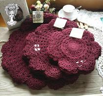 Manual Hook Boutique] Exit British Original Single Date Red Pure Cotton Thin Thread Hand Hook Round Cushion Cover Towels Vase Mat