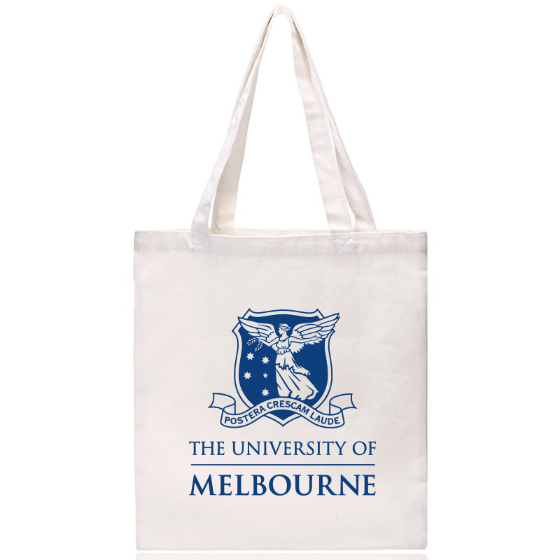 Melbourne University Canvas Bag Study Abroad Souvenir Melbourneu Shoulder Tote Eco-Friendly Bag with Inner Pocket Zipper