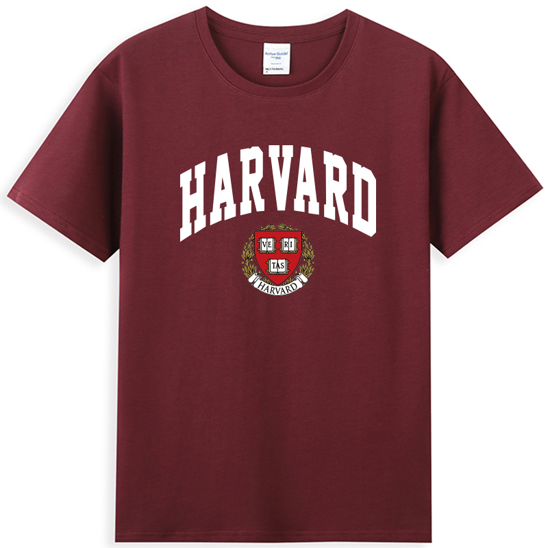 Hot-Selling Harvard University Emblem Class Uniform Round-Neck T-Shirt School Uniform Cultural Shirt Harvard American University Short-Sleeve