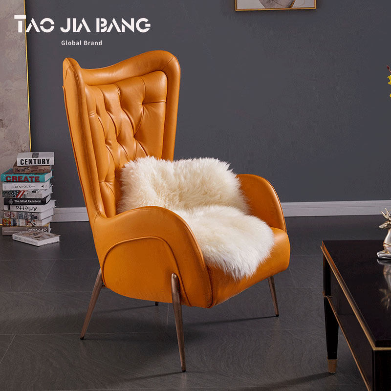 Light luxury modern single-person leather sofa chair living room designer creative head skin single chair high back recreational chair
