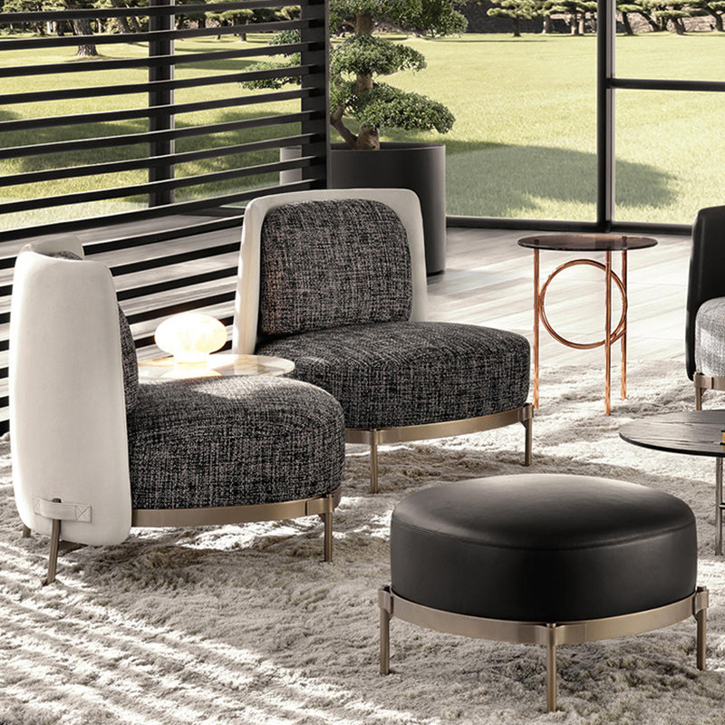 Taojiabang postmodern light luxury living room small apartment leather sofa chair two-person three-person leisure fabric sofa combination