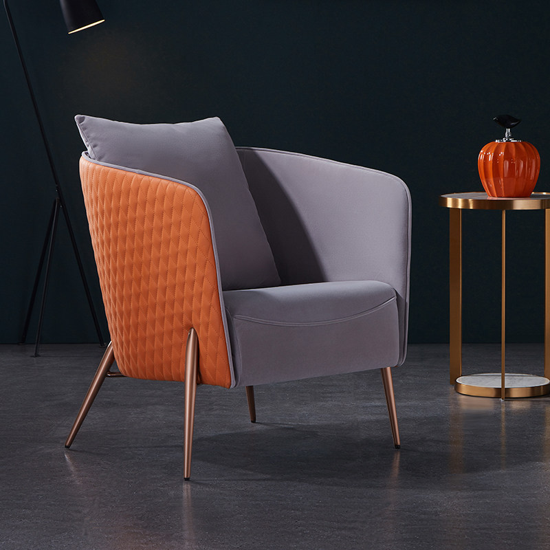 Hotel yellow single chair light luxury modern minimalist back fabric leisure chair balcony lazy designer reading chair