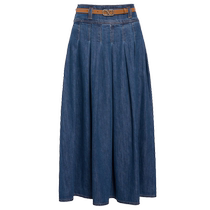 ELLASSAY 24 new summer trendy retro fashionable drape denim mid-length skirt for women