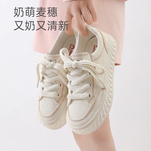 人本 Белая обувь, универсальные туфли для отдыха на платформе, кроссовки, осенняя