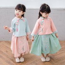 Baby foreign style Hanfu suit children Tang dress girl cheongsam Chinese style retro dress Super fairy princess dress