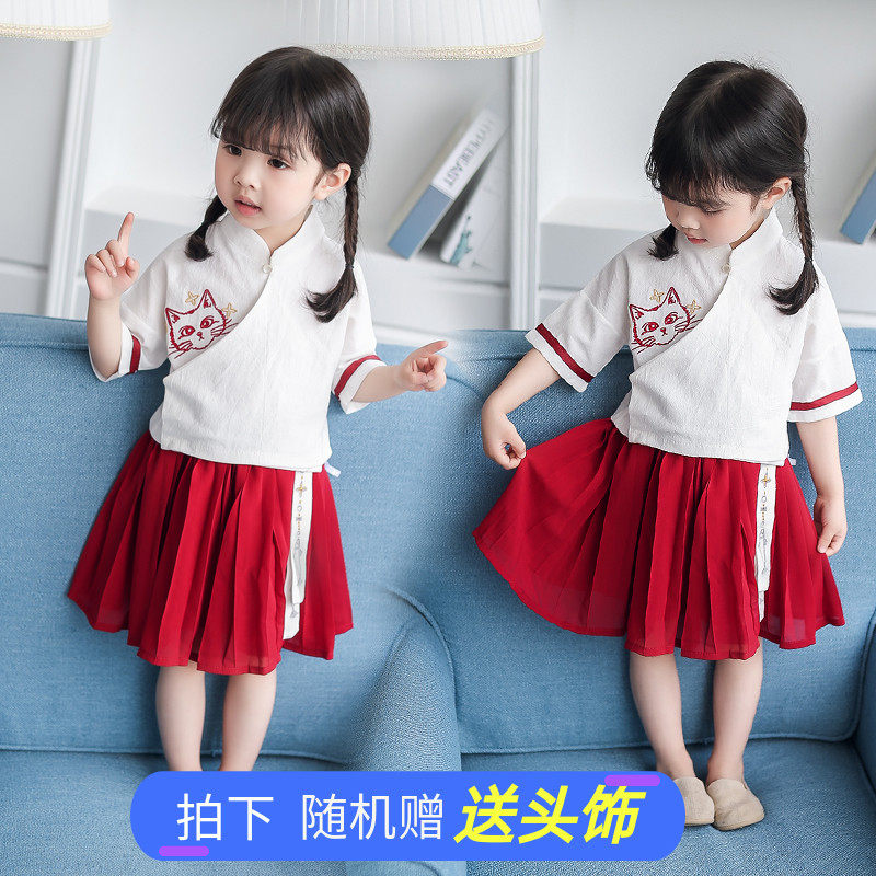 Han dress girl improved dress summer Chinese dress children dress girl baby super fairy children Tang dress