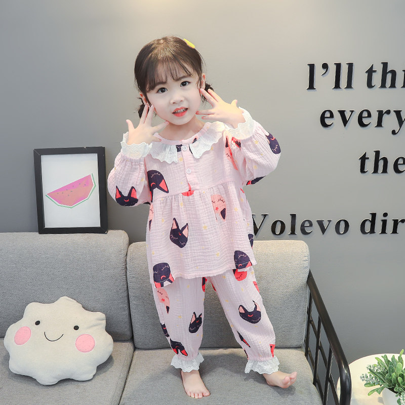 Children's spring and autumn pajamas set cotton home clothes new 1--3 years old girl princess long-sleeved air-conditioning clothes for girls