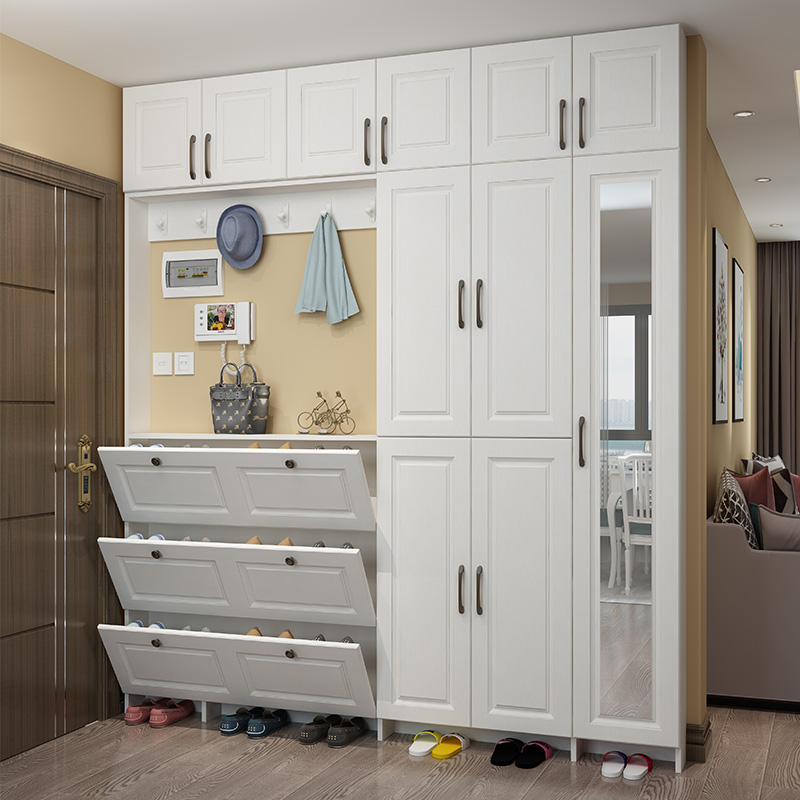 Ultra-thin shoe cabinet 17cm custom household door large capacity simple modern shoe cabinet Narrow high vertical dump bucket shoe cabinet