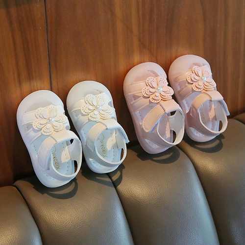 Летние сандалии для принцессы, сумка для обуви, нескользящая обувь, туфли для раннего возраста, 0-2 лет, мягкая подошва, в цветочек