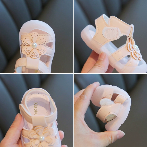 Летние сандалии для принцессы, сумка для обуви, нескользящая обувь, туфли для раннего возраста, 0-2 лет, мягкая подошва, в цветочек