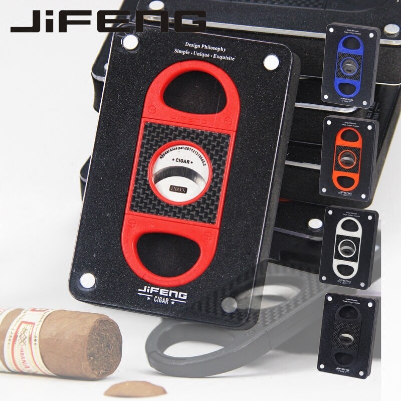 New Season Wind JiFENG Cigar Cut Germany Stainless Steel Blade Portable Plastic Carbon Fiber Cigar Scissors